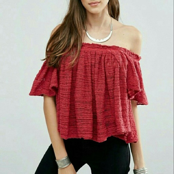 Free People Tops - Free People Thrills & Frills Sweater in Raspberry
